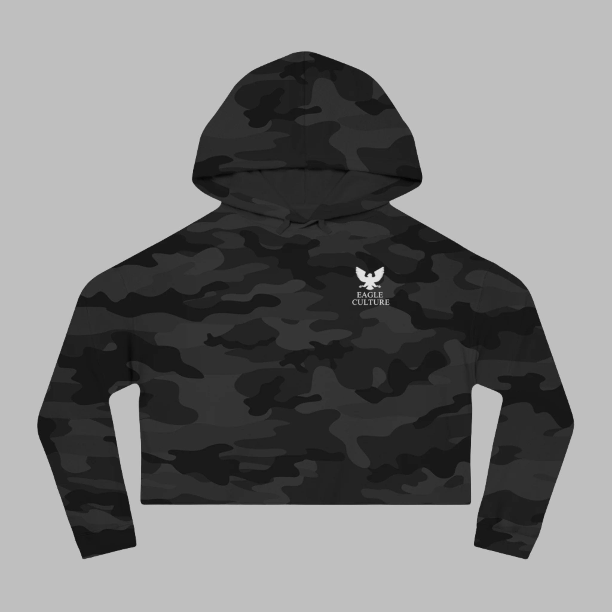 Women’s Eagle Culture Cropped Hooded Sweatshirt Black Camo